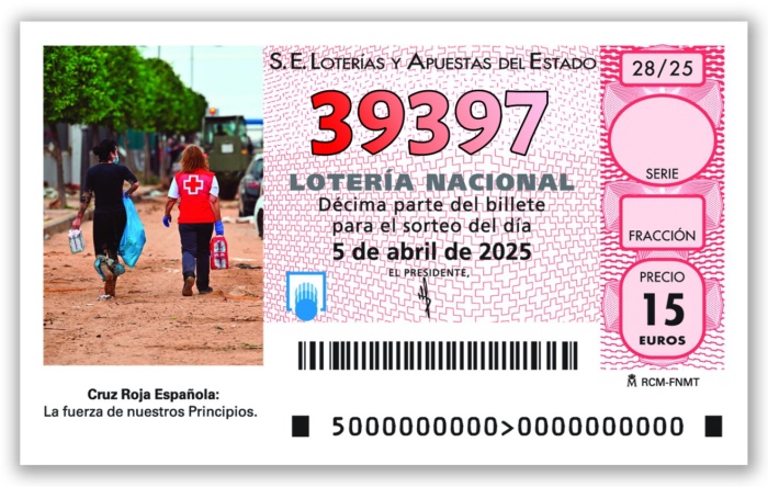 Décimo Sorteo Extraordinario de Cruz Roja numero 39397
